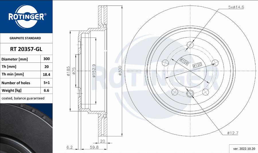 Rotinger RT 20357-GL - Bremžu diski ps1.lv