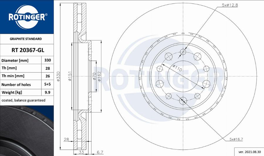 Rotinger RT 20367-GL - Bremžu diski ps1.lv