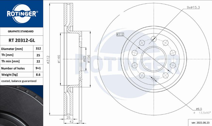 Rotinger RT 20312-GL - Bremžu diski ps1.lv