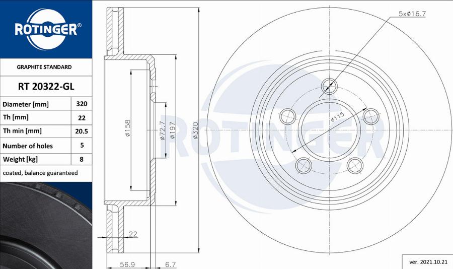 Rotinger RT 20322-GL - Bremžu diski ps1.lv