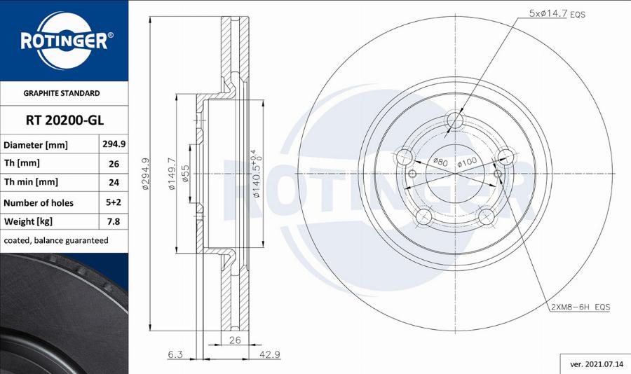 Rotinger RT 20200-GL - Bremžu diski ps1.lv