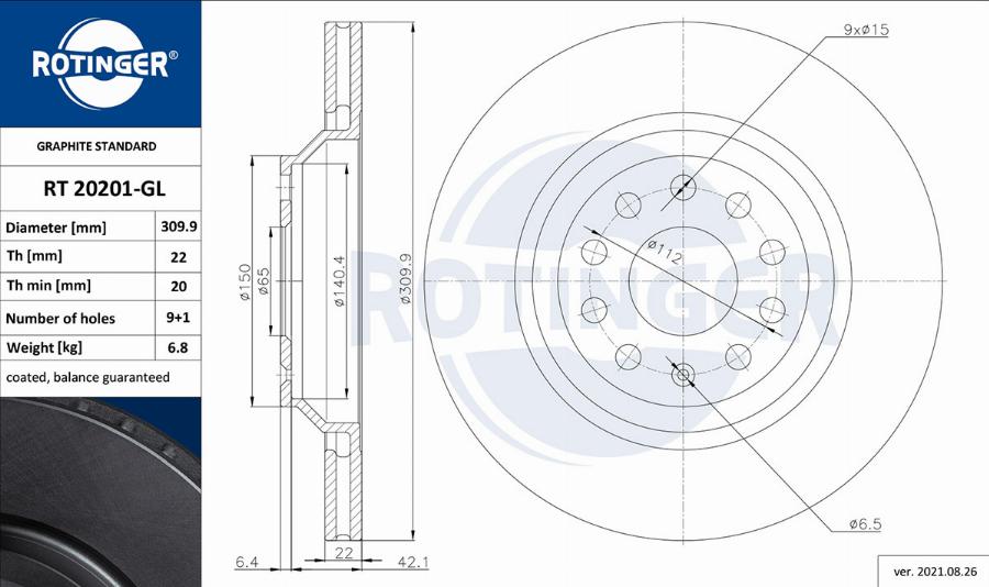 Rotinger RT 20201-GL - Bremžu diski ps1.lv