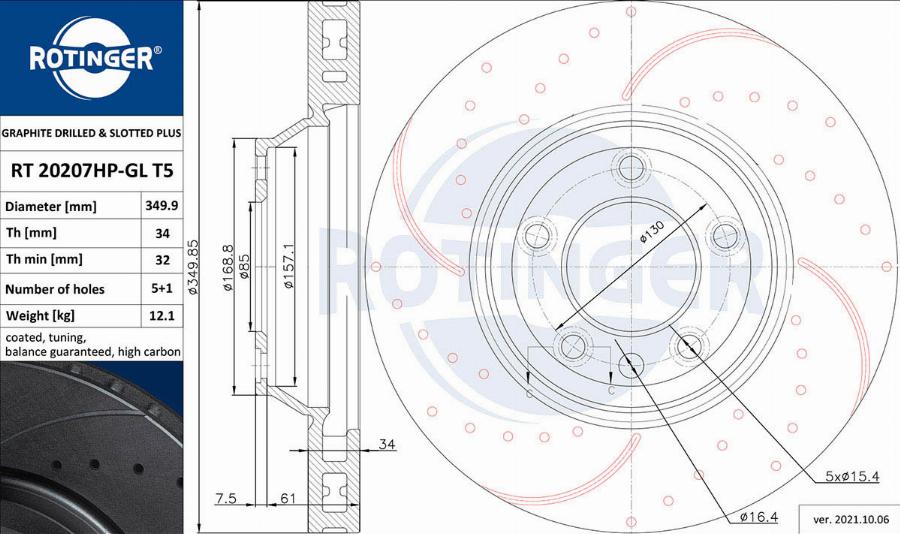 Rotinger RT 20207HP-GL T5 - Bremžu diski ps1.lv