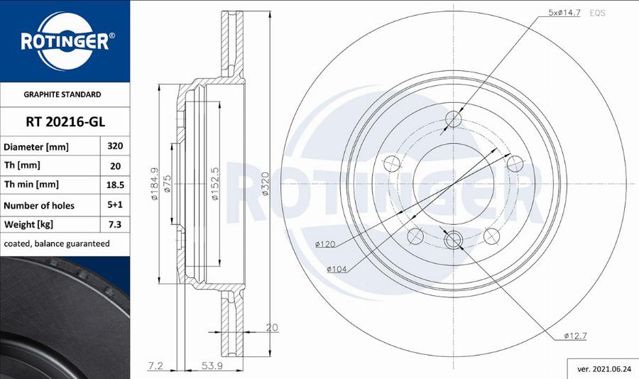 Rotinger RT 20216-GL - Bremžu diski ps1.lv