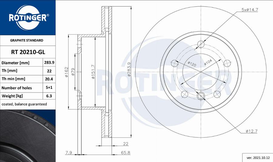 Rotinger RT 20210-GL - Bremžu diski ps1.lv