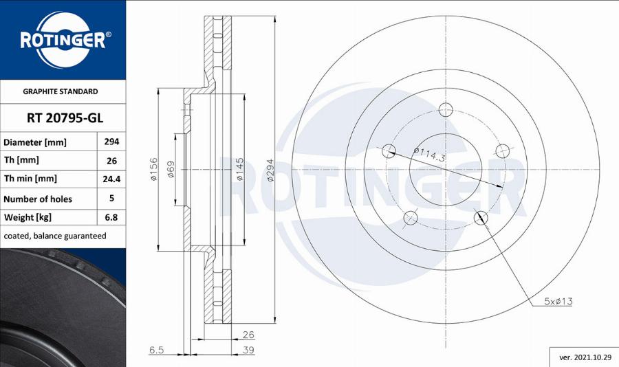 Rotinger RT 20795-GL - Bremžu diski ps1.lv