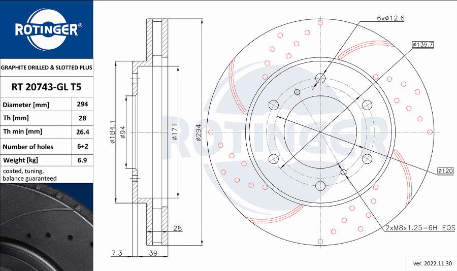 Rotinger RT 20743-GL T5 - Bremžu diski ps1.lv