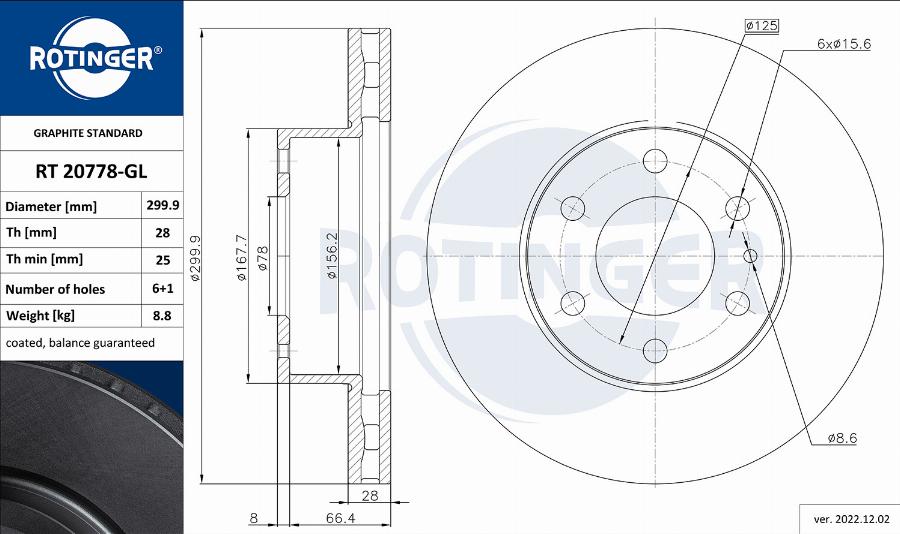 Rotinger RT 20778-GL - Bremžu diski ps1.lv