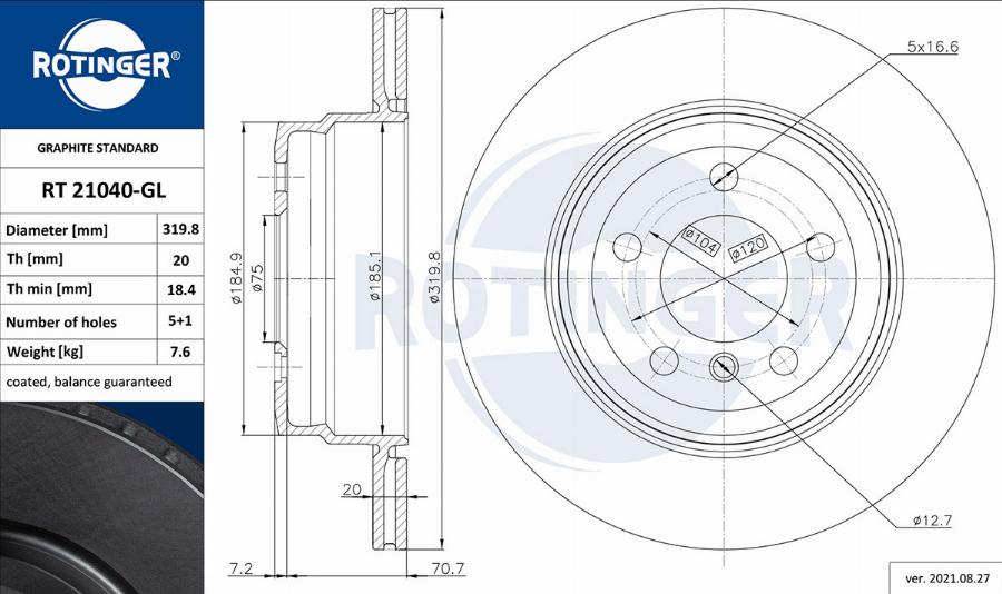 Rotinger RT 21040-GL - Bremžu diski ps1.lv