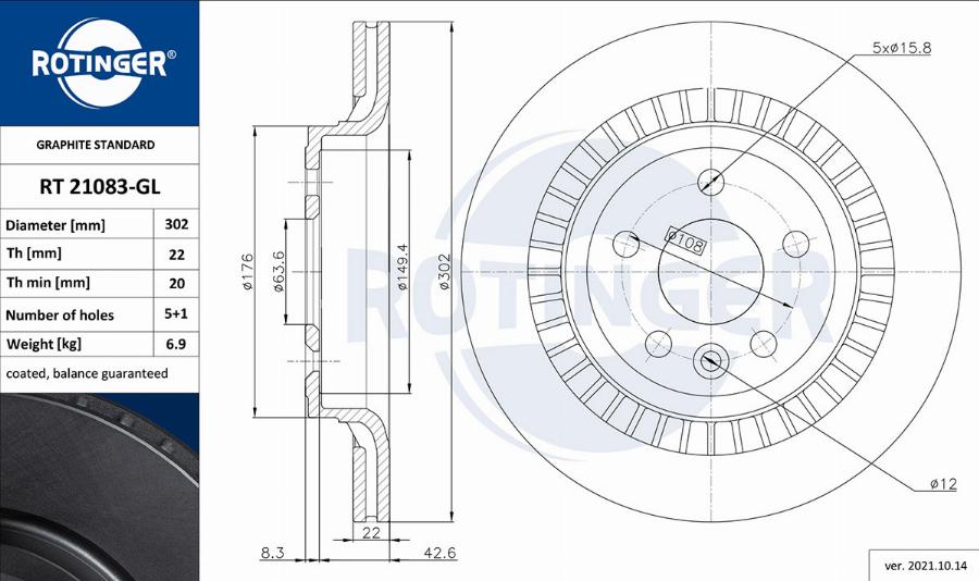 Rotinger RT 21083-GL - Bremžu diski ps1.lv