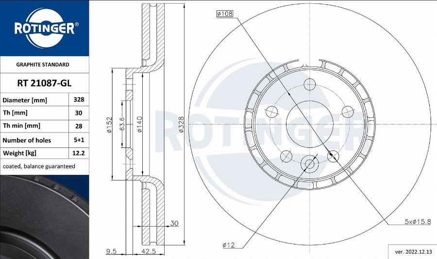 Rotinger RT 21087-GL - Bremžu diski ps1.lv