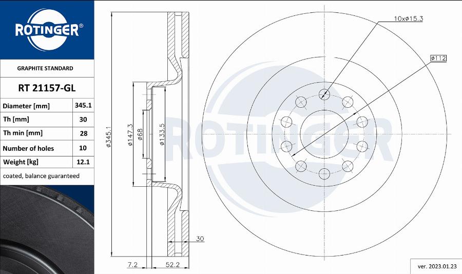 Rotinger RT 21157-GL - Bremžu diski ps1.lv