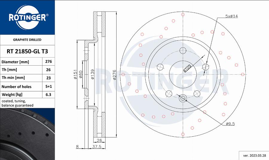 Rotinger RT 21850-GL T3 - Bremžu diski ps1.lv