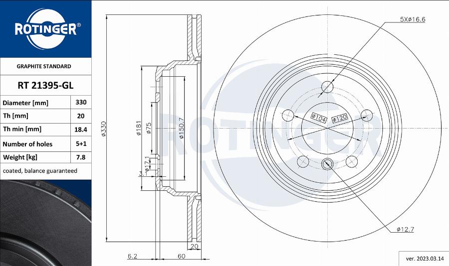 Rotinger RT 21395-GL - Bremžu diski ps1.lv