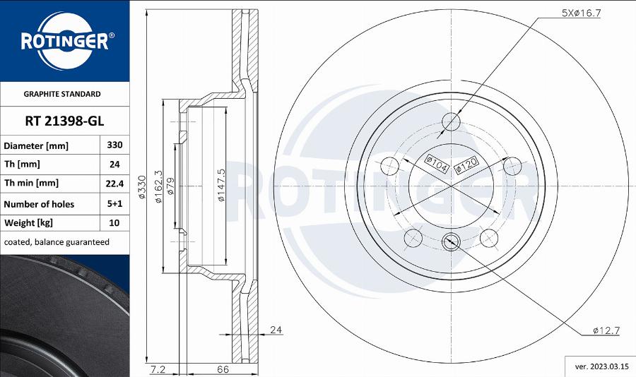 Rotinger RT 21398-GL - Bremžu diski ps1.lv