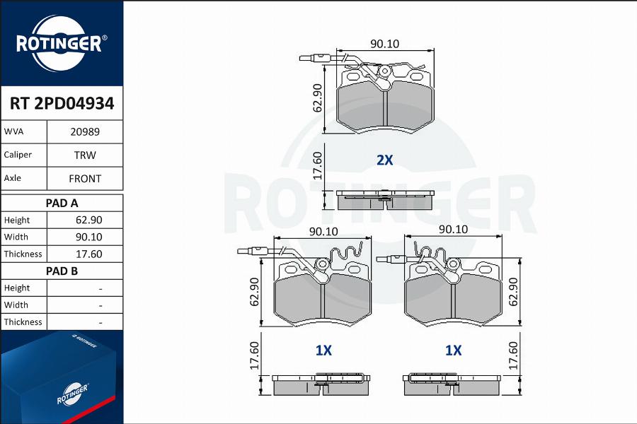 Rotinger RT 2PD04934 - Bremžu uzliku kompl., Disku bremzes ps1.lv