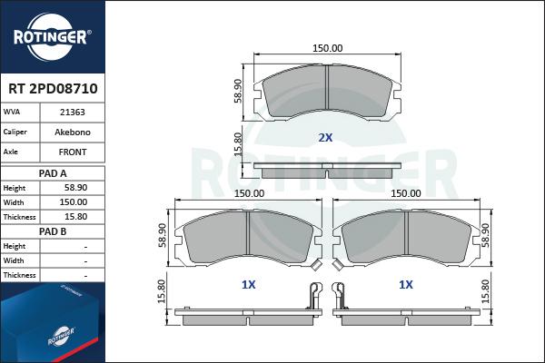 Rotinger RT 2PD08710 - Bremžu uzliku kompl., Disku bremzes ps1.lv