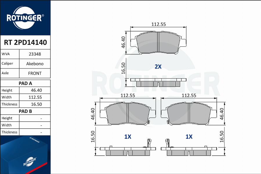 Rotinger RT 2PD14140 - Bremžu uzliku kompl., Disku bremzes ps1.lv