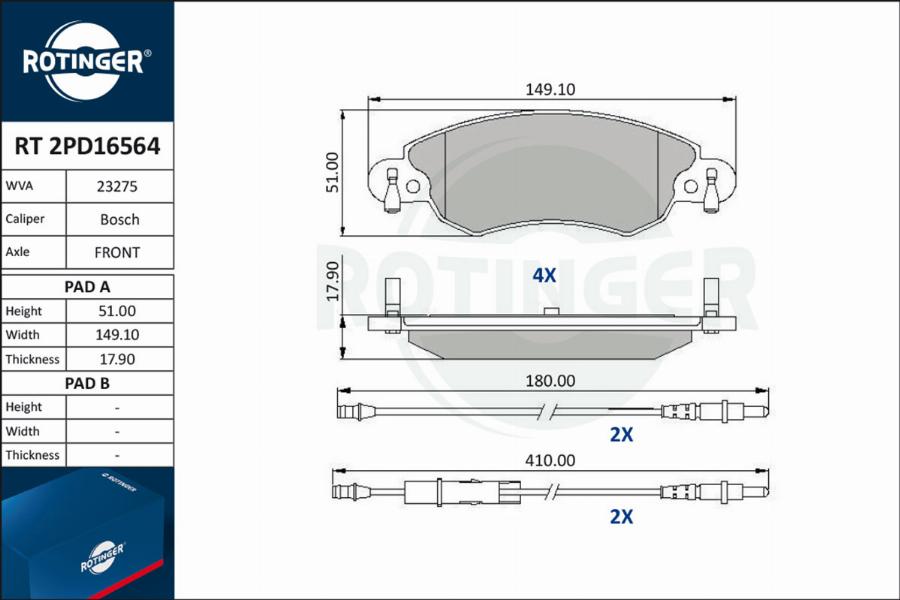 Rotinger RT 2PD16564 - Bremžu uzliku kompl., Disku bremzes ps1.lv