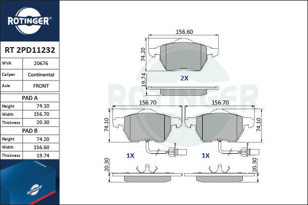 Rotinger RT 2PD11232 - Bremžu uzliku kompl., Disku bremzes ps1.lv