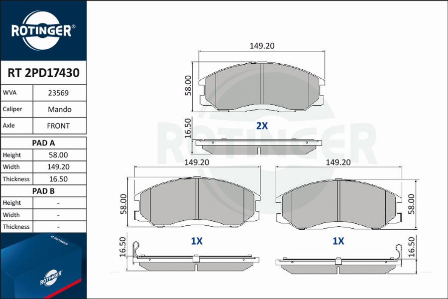 Rotinger RT 2PD17430 - Bremžu uzliku kompl., Disku bremzes ps1.lv