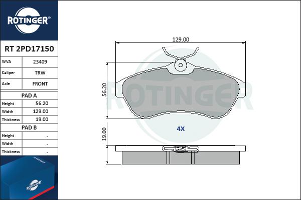 Rotinger RT 2PD17150 - Bremžu uzliku kompl., Disku bremzes ps1.lv