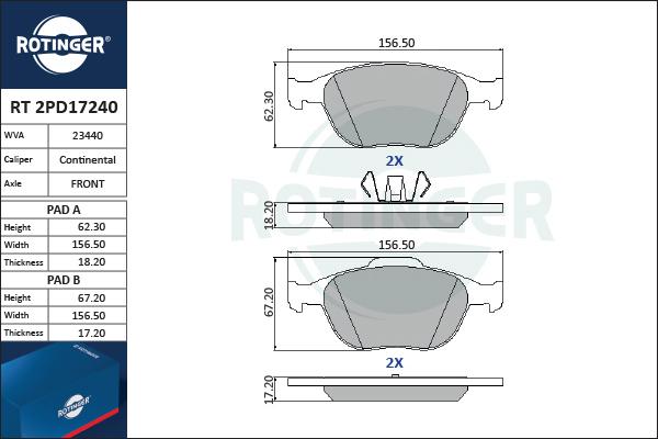 Rotinger RT 2PD17240 - Bremžu uzliku kompl., Disku bremzes ps1.lv