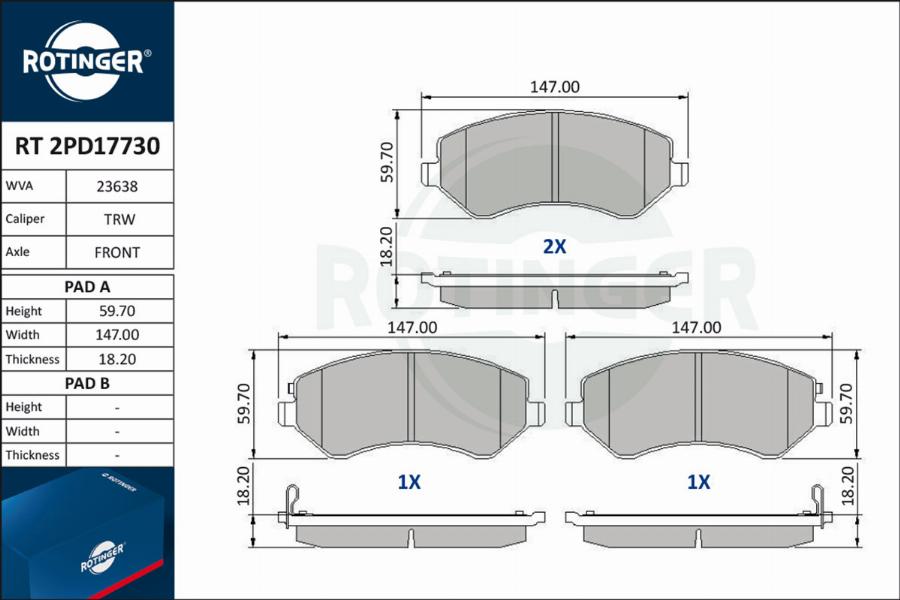 Rotinger RT 2PD17730 - Bremžu uzliku kompl., Disku bremzes ps1.lv