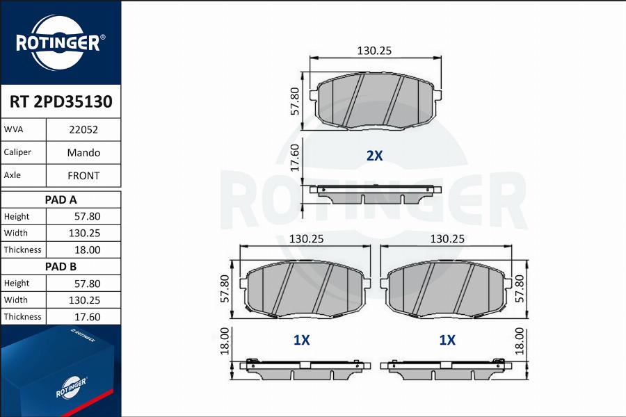 Rotinger RT 2PD35130 - Bremžu uzliku kompl., Disku bremzes ps1.lv