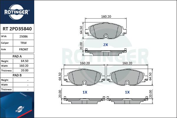 Rotinger RT 2PD35840 - Bremžu uzliku kompl., Disku bremzes ps1.lv