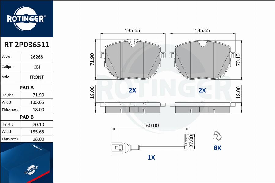 Rotinger RT 2PD36511 - Bremžu uzliku kompl., Disku bremzes ps1.lv