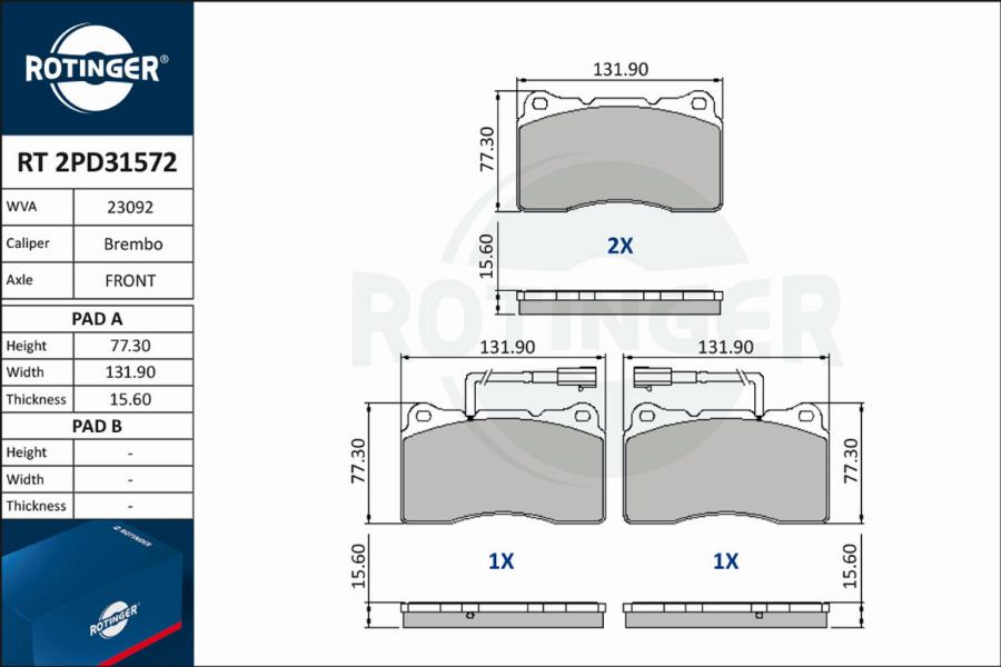 Rotinger RT 2PD31572 - Bremžu uzliku kompl., Disku bremzes ps1.lv