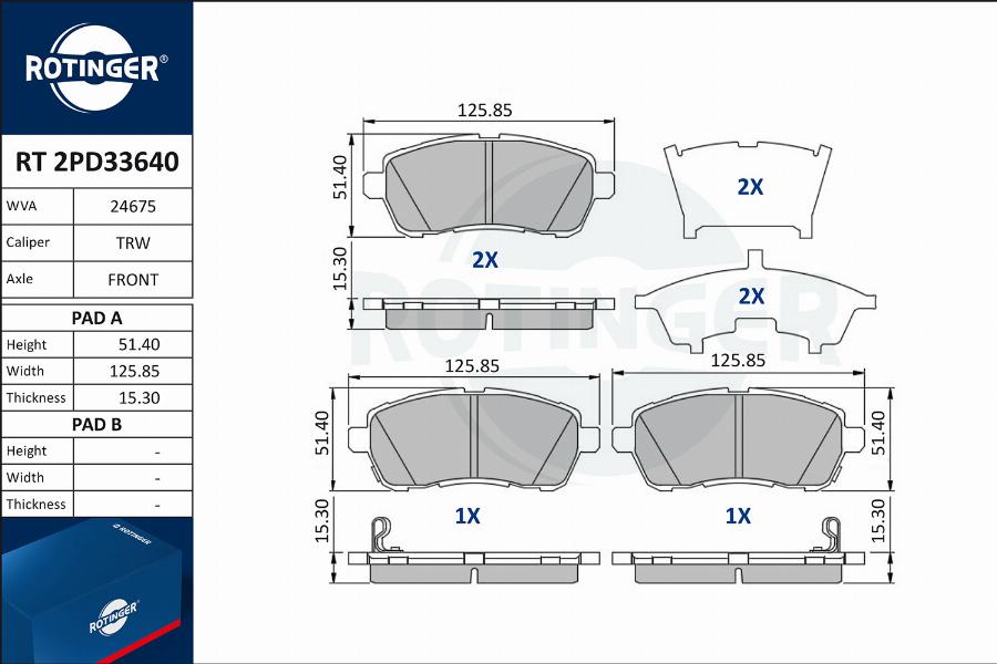 Rotinger RT 2PD33640 - Bremžu uzliku kompl., Disku bremzes ps1.lv