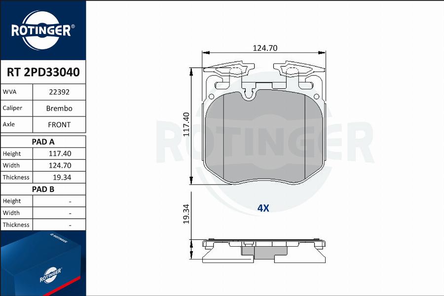 Rotinger RT 2PD33040 - Bremžu uzliku kompl., Disku bremzes ps1.lv