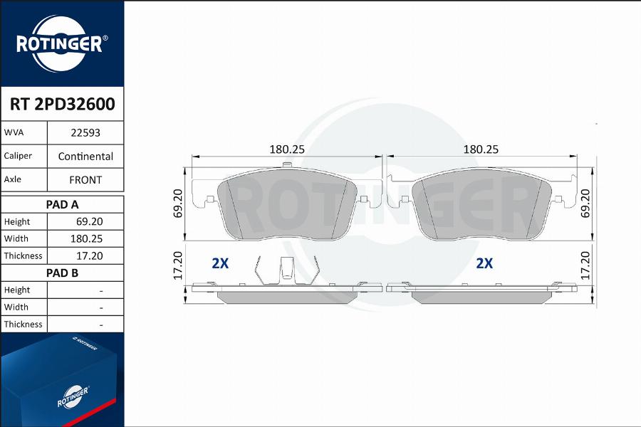 Rotinger RT 2PD32600 - Bremžu uzliku kompl., Disku bremzes ps1.lv