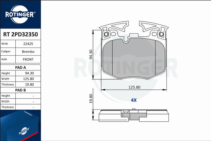 Rotinger RT 2PD32350 - Bremžu uzliku kompl., Disku bremzes ps1.lv