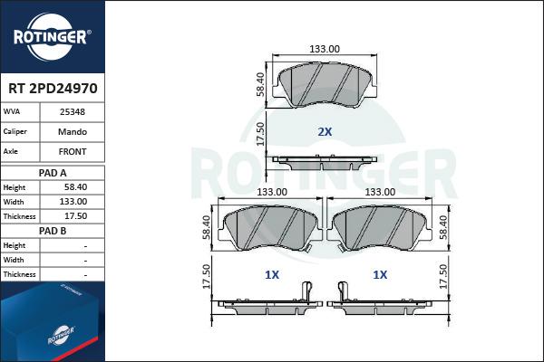 Rotinger RT 2PD24970 - Bremžu uzliku kompl., Disku bremzes ps1.lv