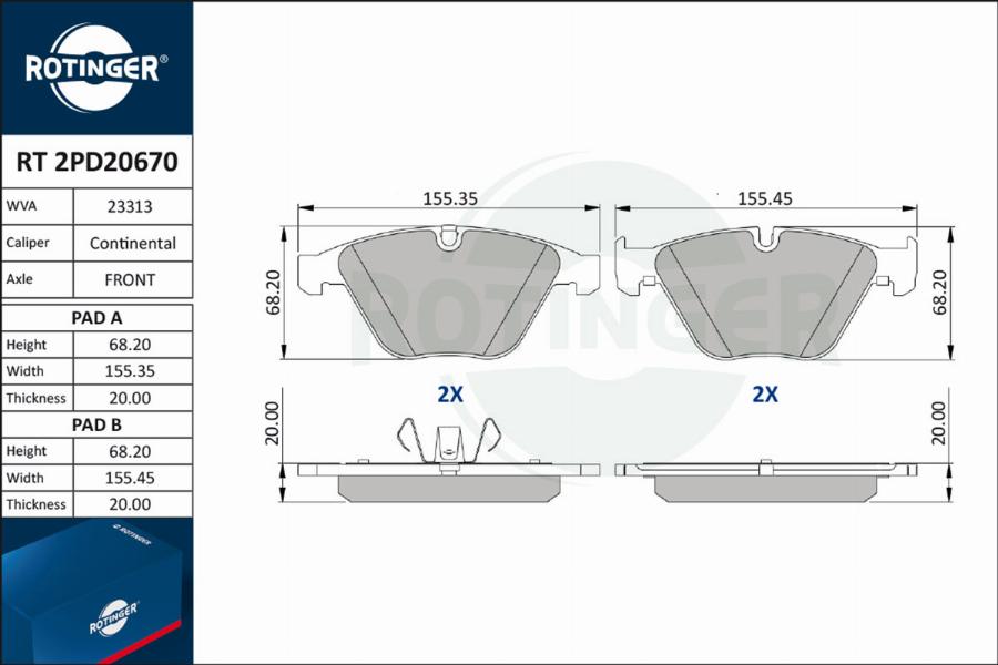 Rotinger RT 2PD20670 - Bremžu uzliku kompl., Disku bremzes ps1.lv