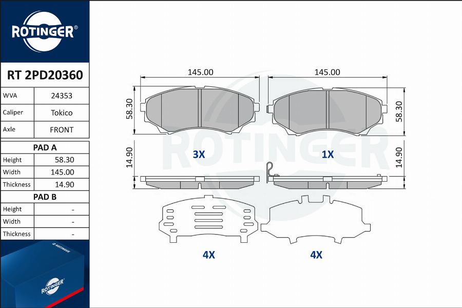 Rotinger RT 2PD20360 - Bremžu uzliku kompl., Disku bremzes ps1.lv