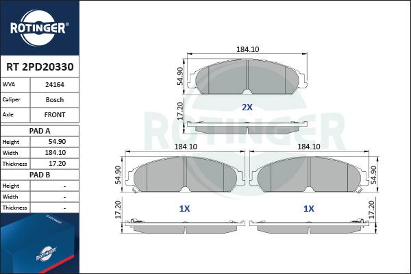 Rotinger RT 2PD20330 - Bremžu uzliku kompl., Disku bremzes ps1.lv