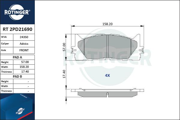 Rotinger RT 2PD21690 - Bremžu uzliku kompl., Disku bremzes ps1.lv