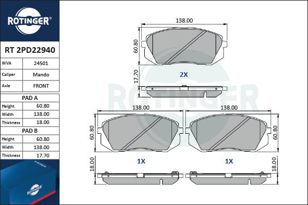 Rotinger RT 2PD22940 - Bremžu uzliku kompl., Disku bremzes ps1.lv