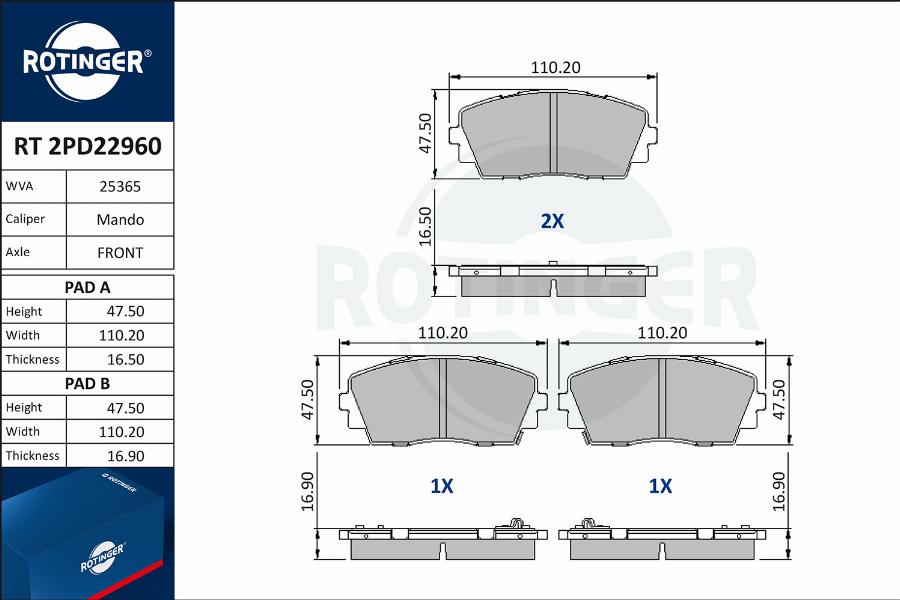 Rotinger RT 2PD22960 - Bremžu uzliku kompl., Disku bremzes ps1.lv