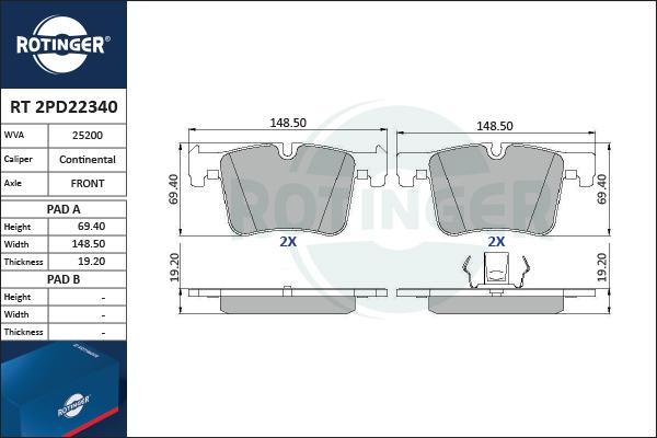 Rotinger RT 2PD22340 - Bremžu uzliku kompl., Disku bremzes ps1.lv