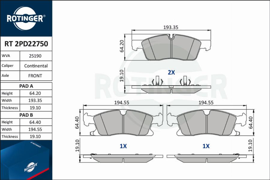 Rotinger RT 2PD22750 - Bremžu uzliku kompl., Disku bremzes ps1.lv