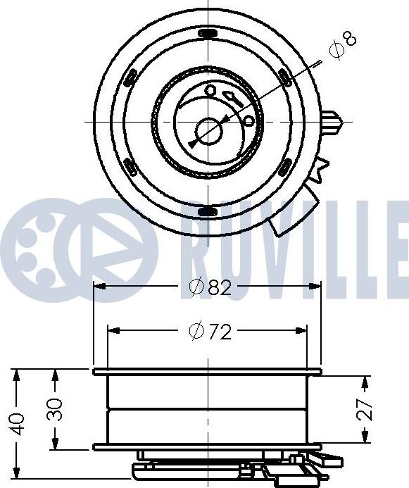 Ruville 540453 - Spriegotājrullītis, Gāzu sadales mehānisma piedziņas siksna ps1.lv