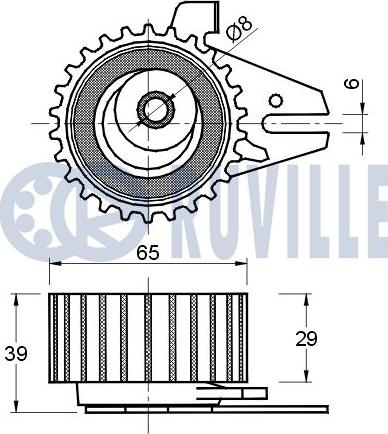 Ruville 540482 - Spriegotājrullītis, Gāzu sadales mehānisma piedziņas siksna ps1.lv