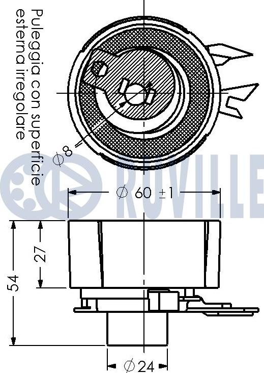 Ruville 540554 - Spriegotājrullītis, Gāzu sadales mehānisma piedziņas siksna ps1.lv