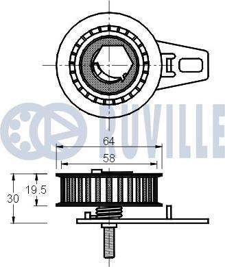 Ruville 540880 - Spriegotājrullītis, Gāzu sadales mehānisma piedziņas siksna ps1.lv