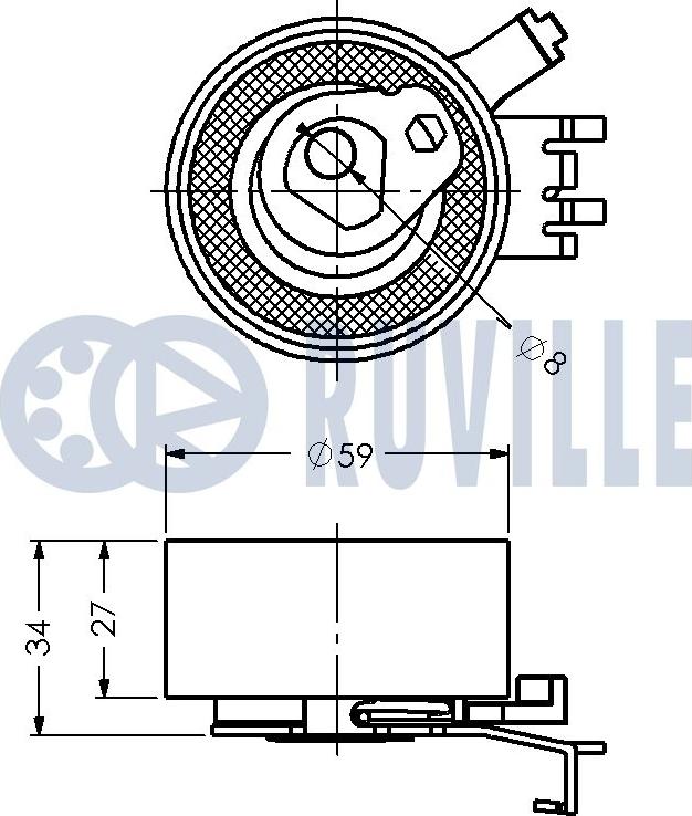 Ruville 540827 - Spriegotājrullītis, Gāzu sadales mehānisma piedziņas siksna ps1.lv